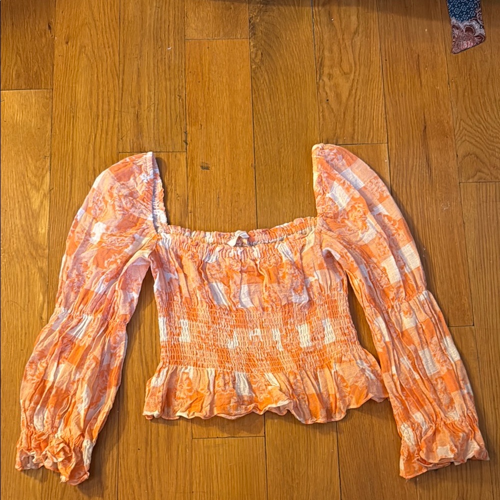 Checkered Floral Blouse